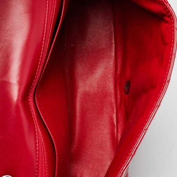 Chanel Red Chevron Quilted Patent Leather Classic Single Jumbo Flap Bag - Picture 8 of 10